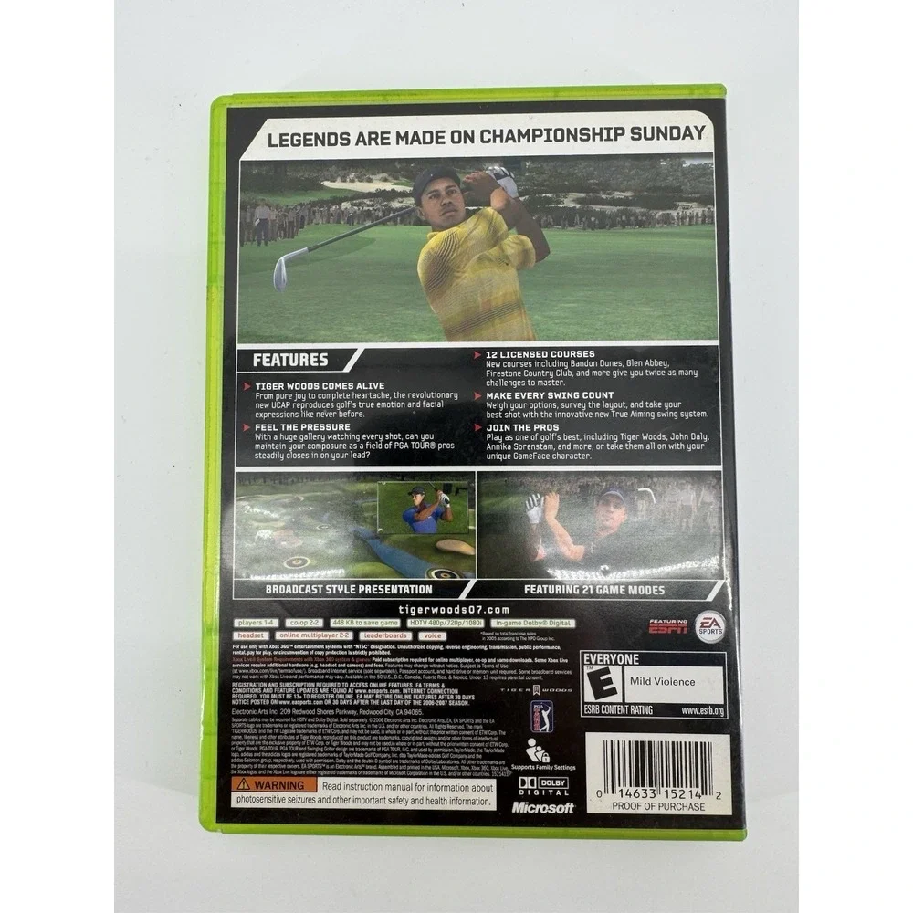 Tiger Woods PGA Tour 07 Microsoft Xbox 360 EA Sports CIB With Manual
